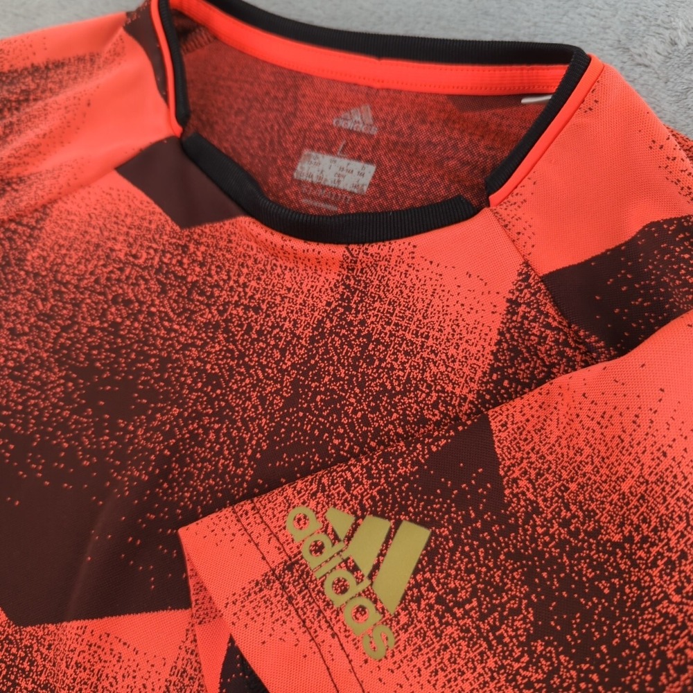 Adidas Shirt Youth Large Red Black Climalite Graphic Soccer Training Jersey Kids